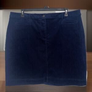 NWT Talbots Corduroy Skirt Plus 20 Navy Blue Pockets A-Line Stretch Textured